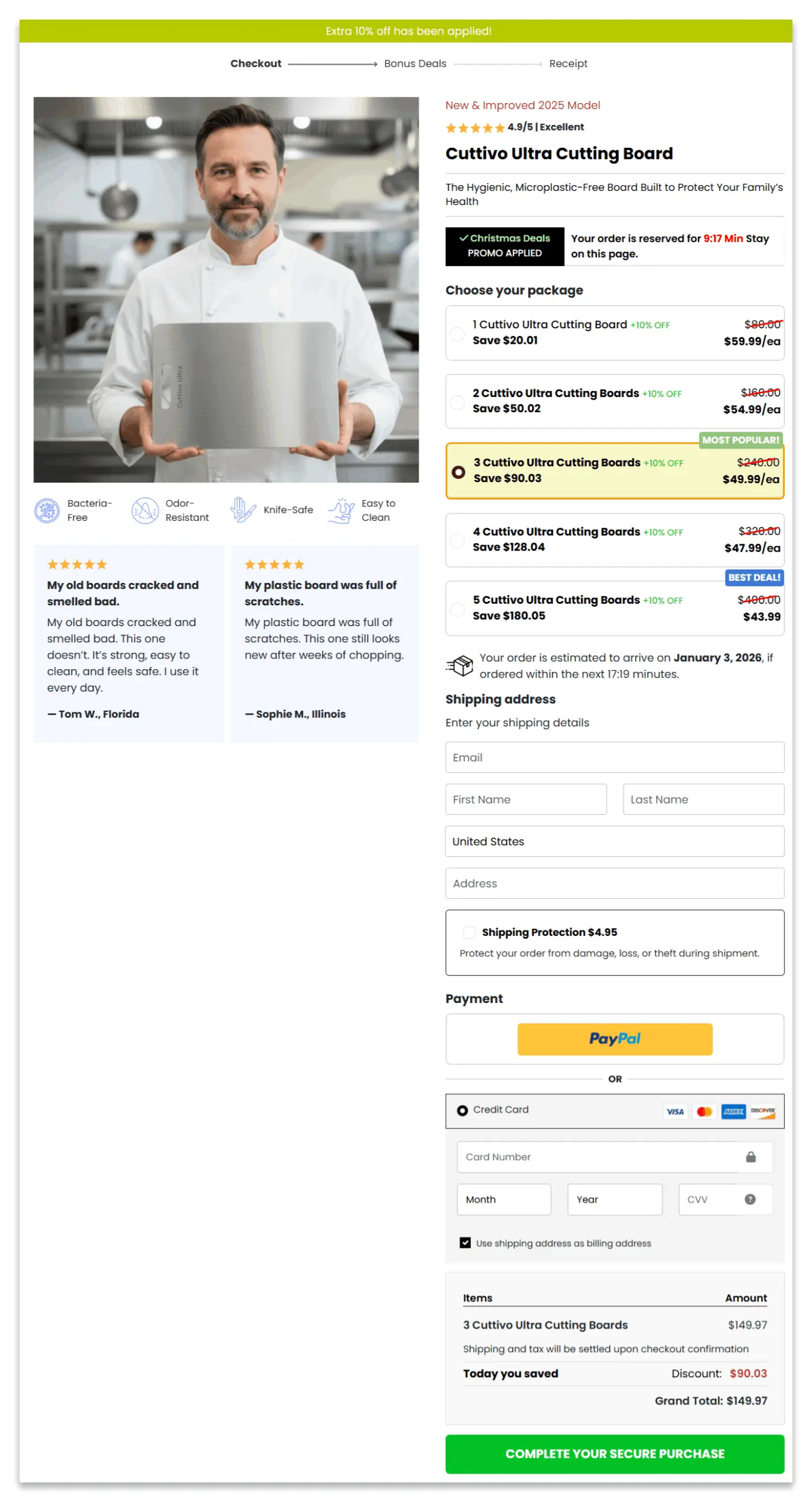 Cuttivo Ultra secure checkout page